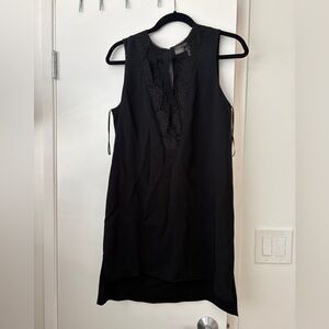 Lanvin Black High Low Dress with Lace Detail